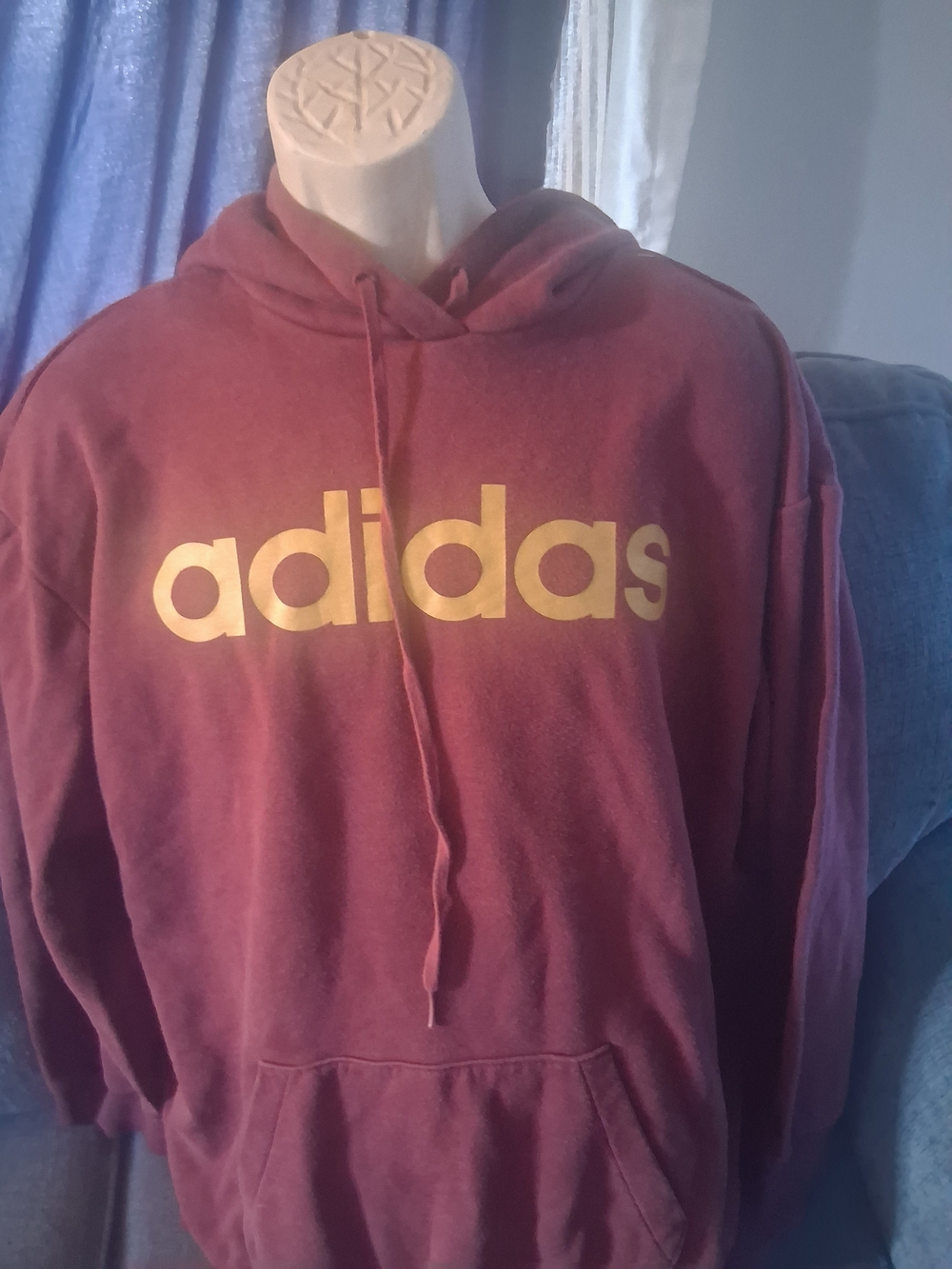 adidas Maroon Hoodie with Gold Logo